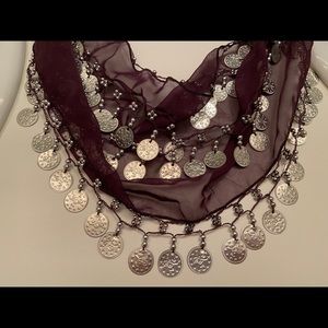 Purple Sequin Belly Dancing Scarf/Skirt